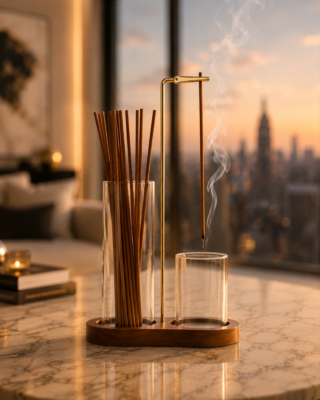 2 in 1 Incense Holder Darker Timber